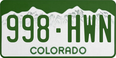 CO license plate 998HWN