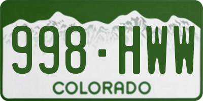 CO license plate 998HWW
