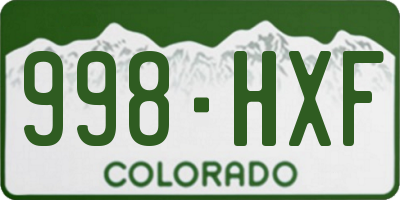 CO license plate 998HXF