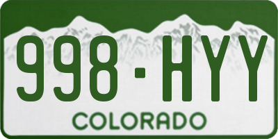 CO license plate 998HYY