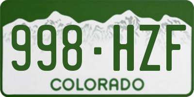 CO license plate 998HZF