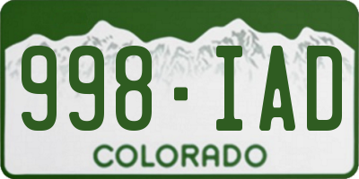 CO license plate 998IAD