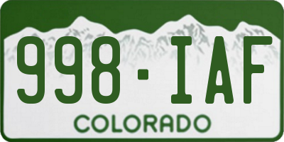 CO license plate 998IAF