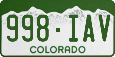 CO license plate 998IAV