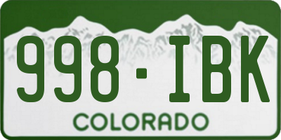 CO license plate 998IBK