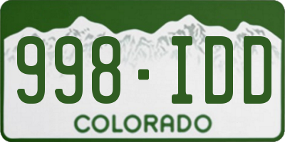 CO license plate 998IDD