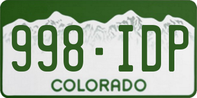 CO license plate 998IDP