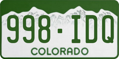 CO license plate 998IDQ