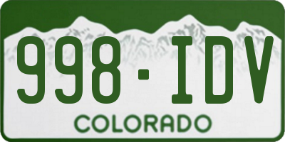 CO license plate 998IDV
