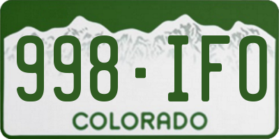 CO license plate 998IFO