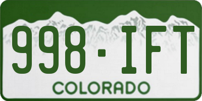 CO license plate 998IFT