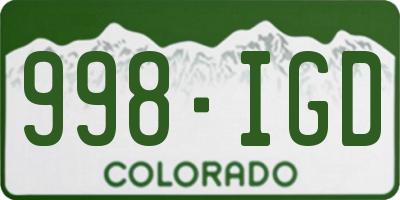 CO license plate 998IGD