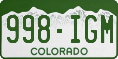 CO license plate 998IGM