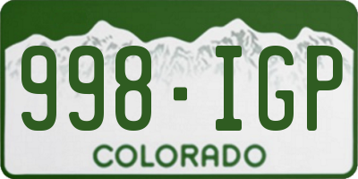 CO license plate 998IGP