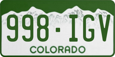 CO license plate 998IGV