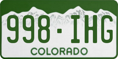 CO license plate 998IHG