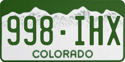 CO license plate 998IHX
