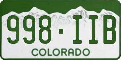 CO license plate 998IIB