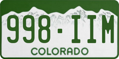 CO license plate 998IIM