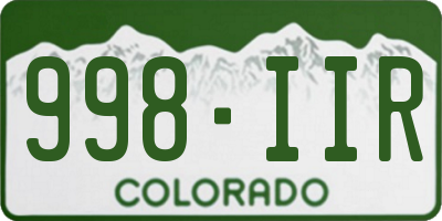 CO license plate 998IIR