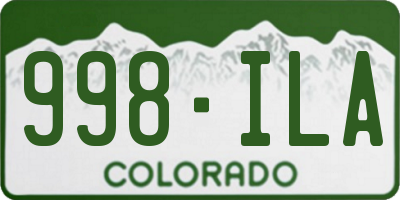 CO license plate 998ILA
