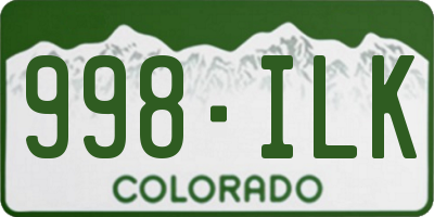 CO license plate 998ILK