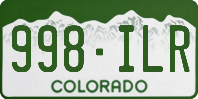 CO license plate 998ILR