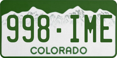 CO license plate 998IME