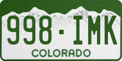 CO license plate 998IMK