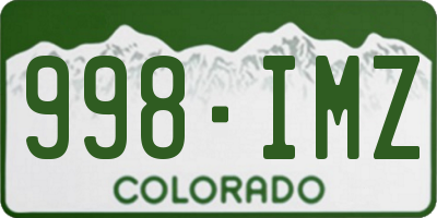 CO license plate 998IMZ