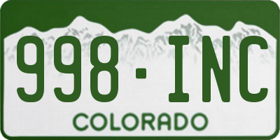 CO license plate 998INC
