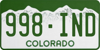 CO license plate 998IND