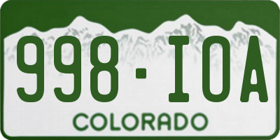CO license plate 998IOA