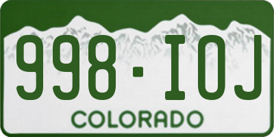 CO license plate 998IOJ