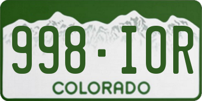 CO license plate 998IOR