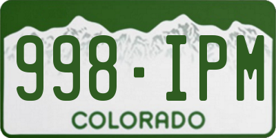 CO license plate 998IPM