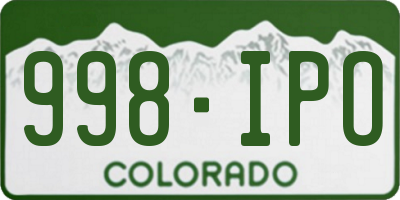 CO license plate 998IPO