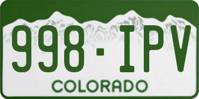 CO license plate 998IPV