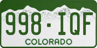 CO license plate 998IQF