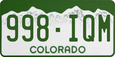 CO license plate 998IQM
