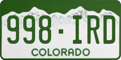 CO license plate 998IRD