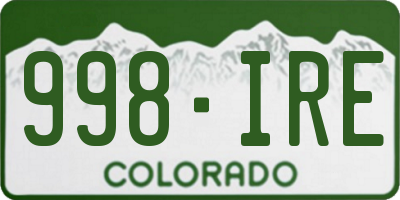 CO license plate 998IRE