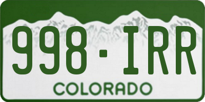 CO license plate 998IRR