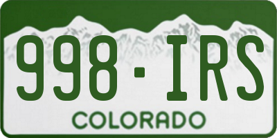 CO license plate 998IRS