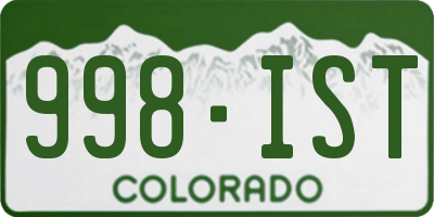 CO license plate 998IST