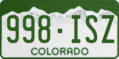 CO license plate 998ISZ