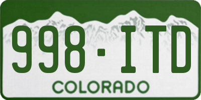 CO license plate 998ITD