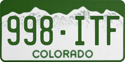 CO license plate 998ITF