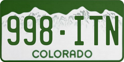 CO license plate 998ITN