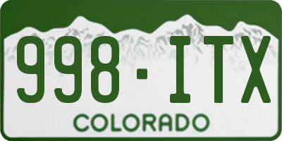 CO license plate 998ITX